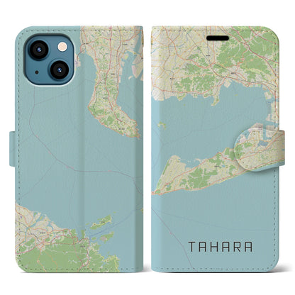 【田原（愛知県）】地図柄iPhoneケース（手帳タイプ）ナチュラル・iPhone 13 用