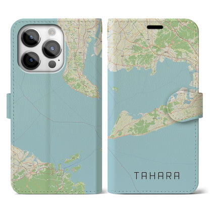 【田原（愛知県）】地図柄iPhoneケース（手帳タイプ）ナチュラル・iPhone 14 Pro 用