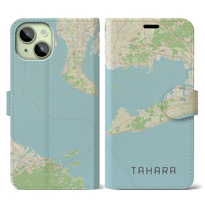 【田原（愛知県）】地図柄iPhoneケース（手帳タイプ）ナチュラル・iPhone 15 用