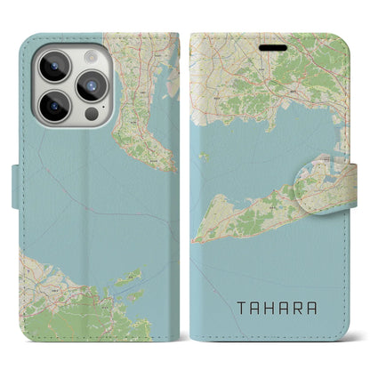 【田原（愛知県）】地図柄iPhoneケース（手帳タイプ）ナチュラル・iPhone 15 Pro 用
