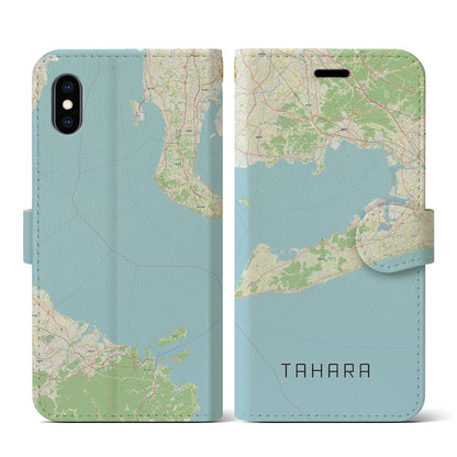 【田原（愛知県）】地図柄iPhoneケース（手帳タイプ）ナチュラル・iPhone XS / X 用