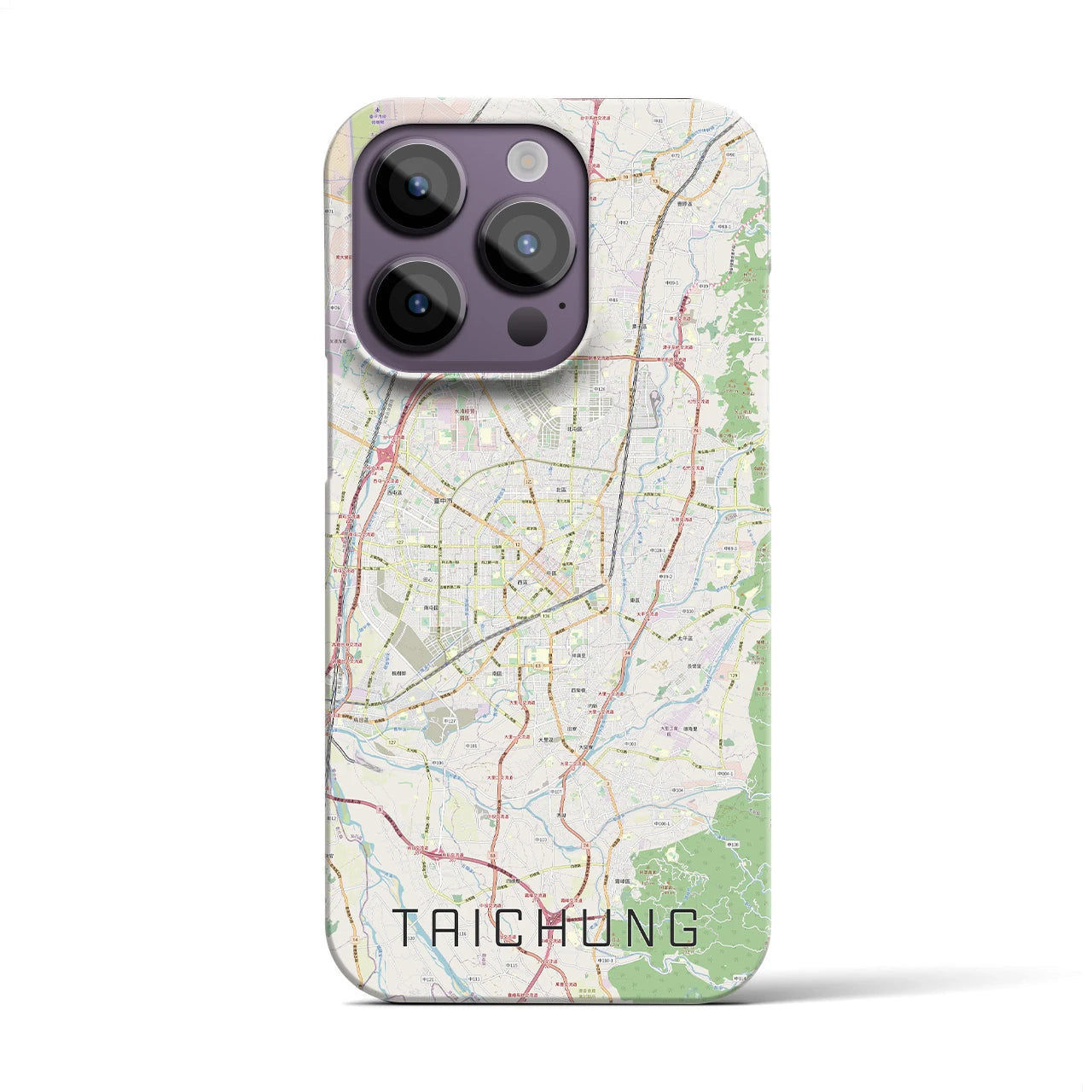 【台中】地図柄iPhoneケース（バックカバータイプ・ナチュラル）iPhone 14 Pro 用