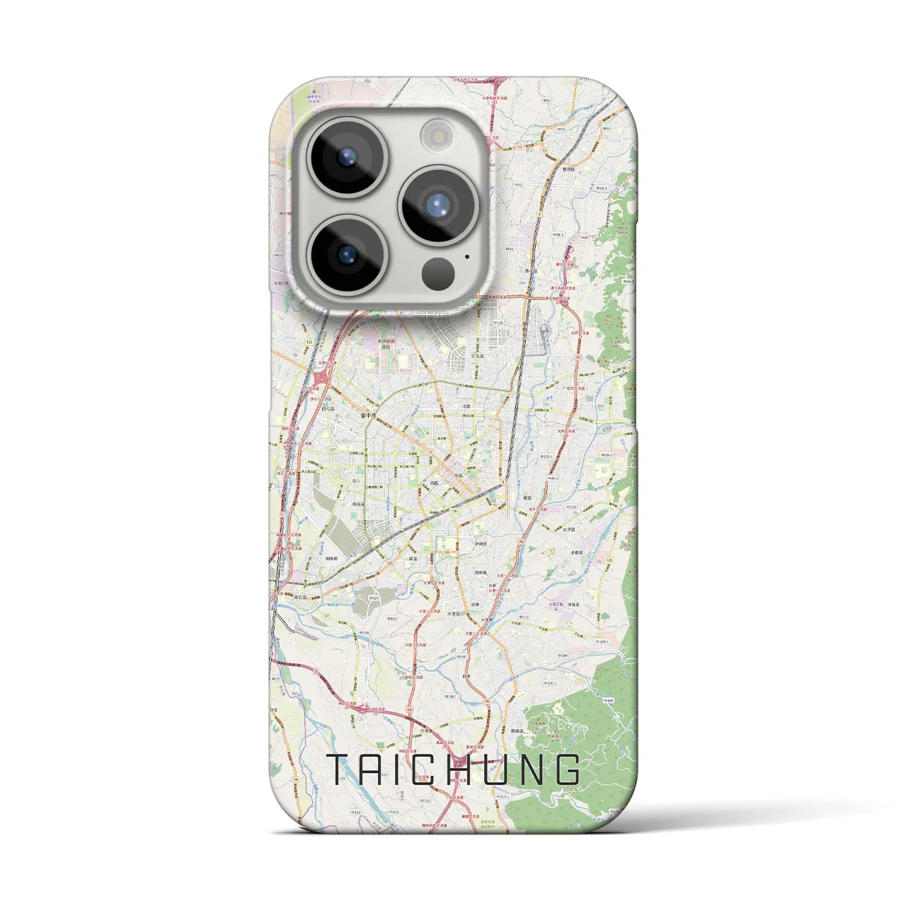 【台中】地図柄iPhoneケース（バックカバータイプ・ナチュラル）iPhone 15 Pro 用