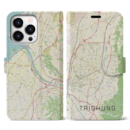 【台中（台湾）】地図柄iPhoneケース（手帳タイプ）ナチュラル・iPhone 13 Pro 用
