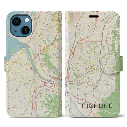 【台中（台湾）】地図柄iPhoneケース（手帳タイプ）ナチュラル・iPhone 13 用