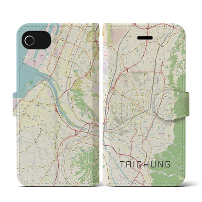 【台中（台湾）】地図柄iPhoneケース（手帳タイプ）ナチュラル・iPhone SE（第3 / 第2世代） / 8 / 7 / 6s / 6 用