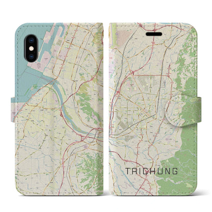【台中（台湾）】地図柄iPhoneケース（手帳タイプ）ナチュラル・iPhone XS / X 用