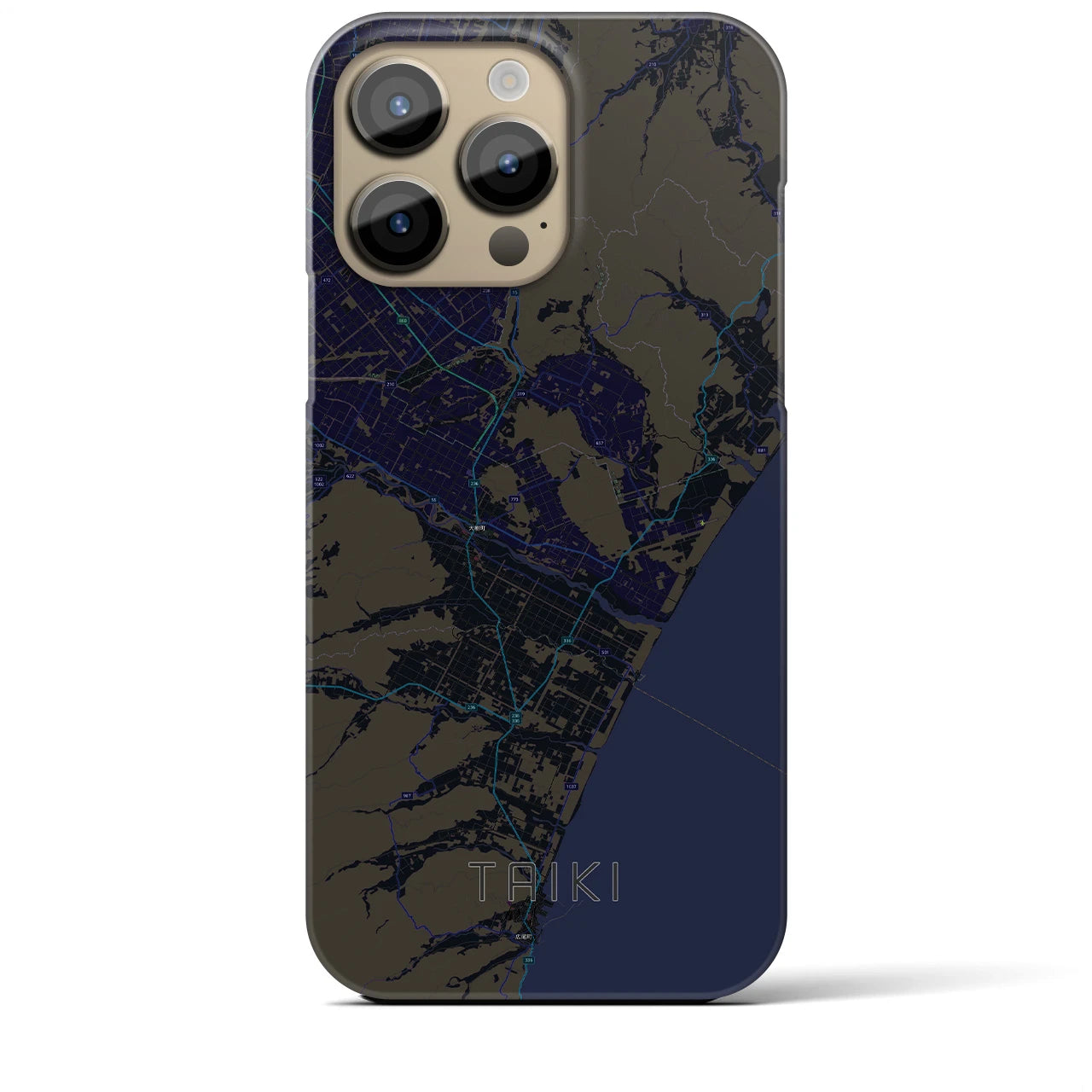 【大樹】地図柄iPhoneケース（バックカバータイプ・ブラック）iPhone 14 Pro Max 用
