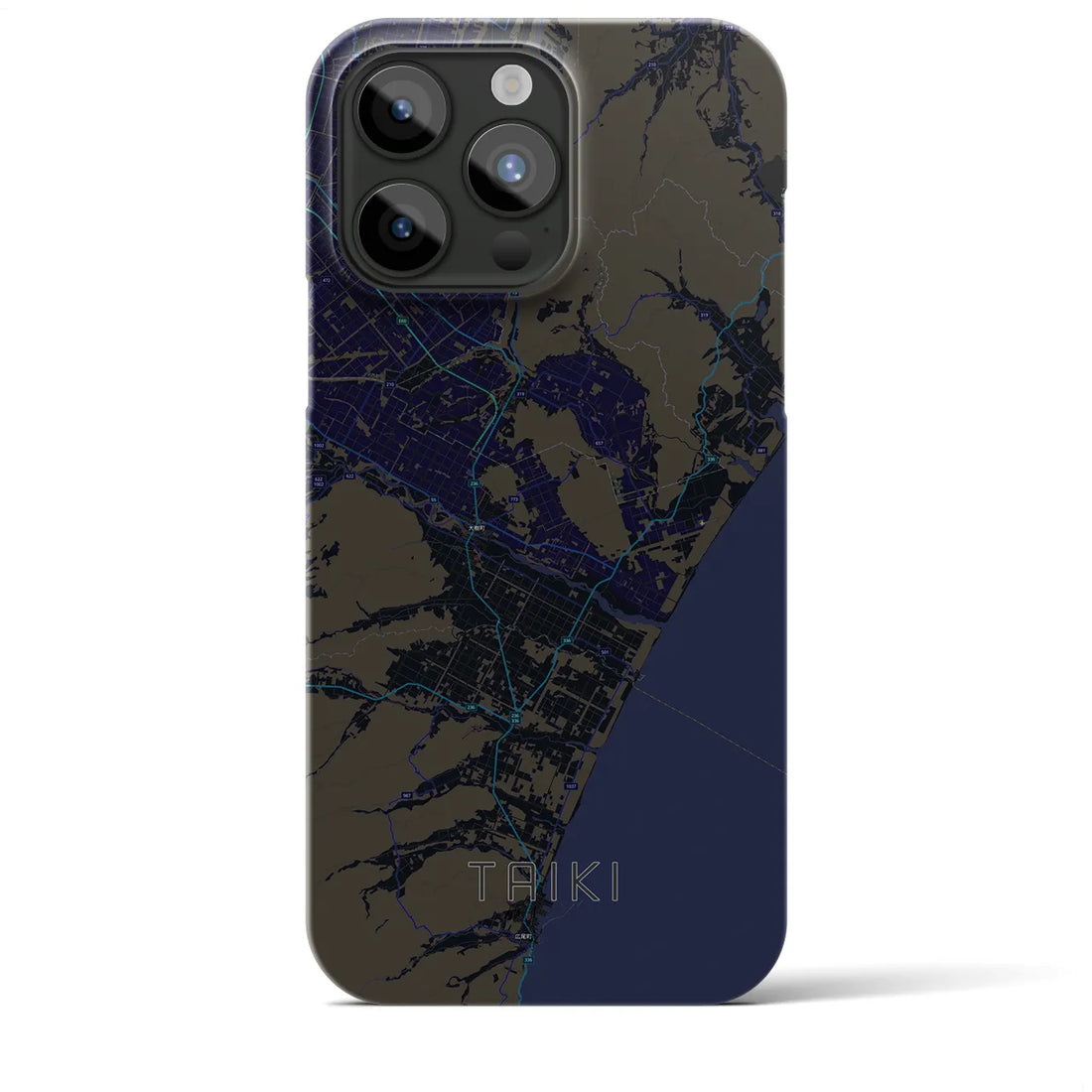 【大樹】地図柄iPhoneケース（バックカバータイプ・ブラック）iPhone 15 Pro Max 用