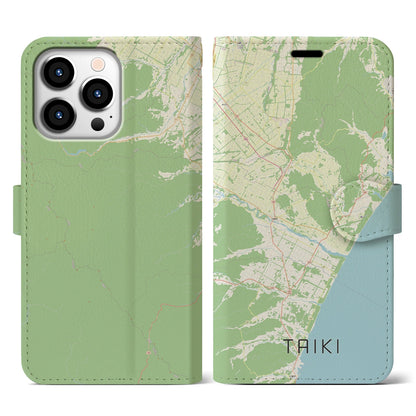 【大樹（北海道）】地図柄iPhoneケース（手帳タイプ）ナチュラル・iPhone 13 Pro 用