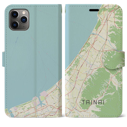 【胎内（新潟県）】地図柄iPhoneケース（手帳タイプ）ナチュラル・iPhone 11 Pro Max 用