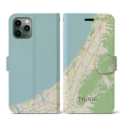 【胎内（新潟県）】地図柄iPhoneケース（手帳タイプ）ナチュラル・iPhone 11 Pro 用