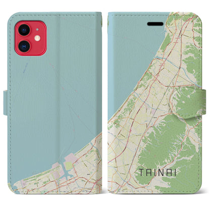 【胎内（新潟県）】地図柄iPhoneケース（手帳タイプ）ナチュラル・iPhone 11 用
