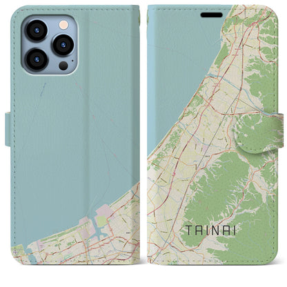 【胎内（新潟県）】地図柄iPhoneケース（手帳タイプ）ナチュラル・iPhone 13 Pro Max 用