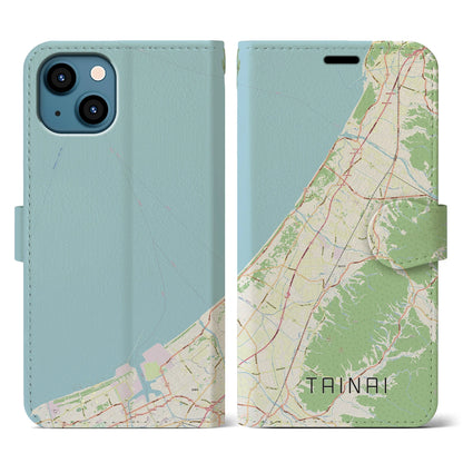 【胎内（新潟県）】地図柄iPhoneケース（手帳タイプ）ナチュラル・iPhone 13 用