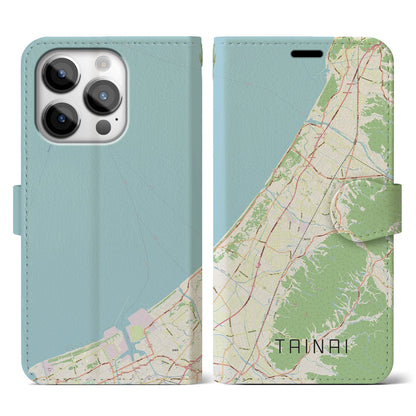 【胎内（新潟県）】地図柄iPhoneケース（手帳タイプ）ナチュラル・iPhone 14 Pro 用