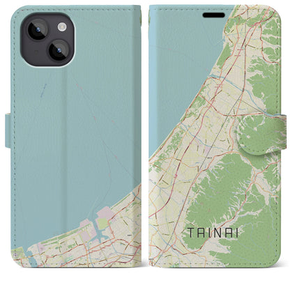 【胎内（新潟県）】地図柄iPhoneケース（手帳タイプ）ナチュラル・iPhone 14 Plus 用