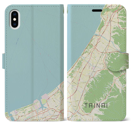 【胎内（新潟県）】地図柄iPhoneケース（手帳タイプ）ナチュラル・iPhone XS Max 用