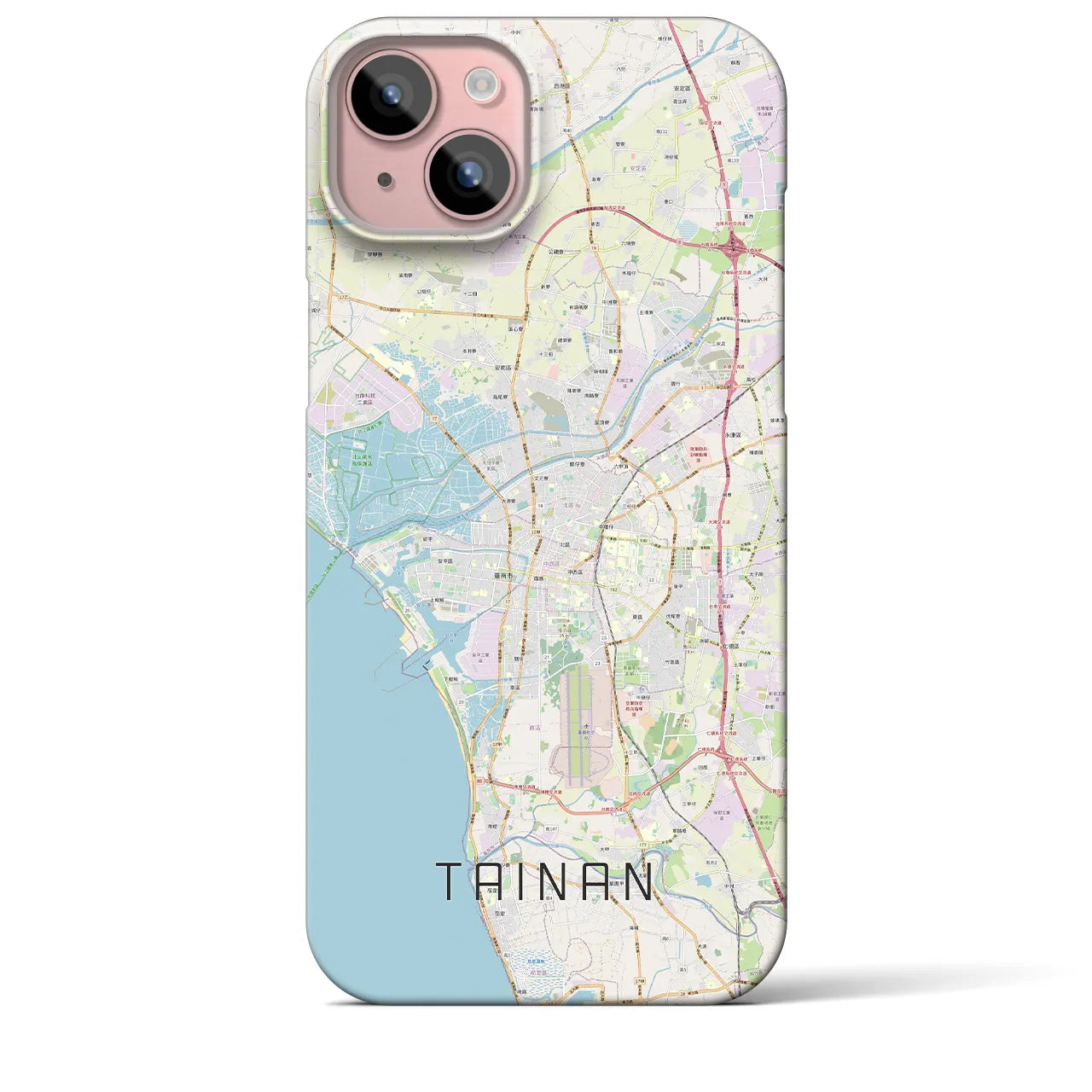 【台南】地図柄iPhoneケース（バックカバータイプ・ナチュラル）iPhone 15 Plus 用