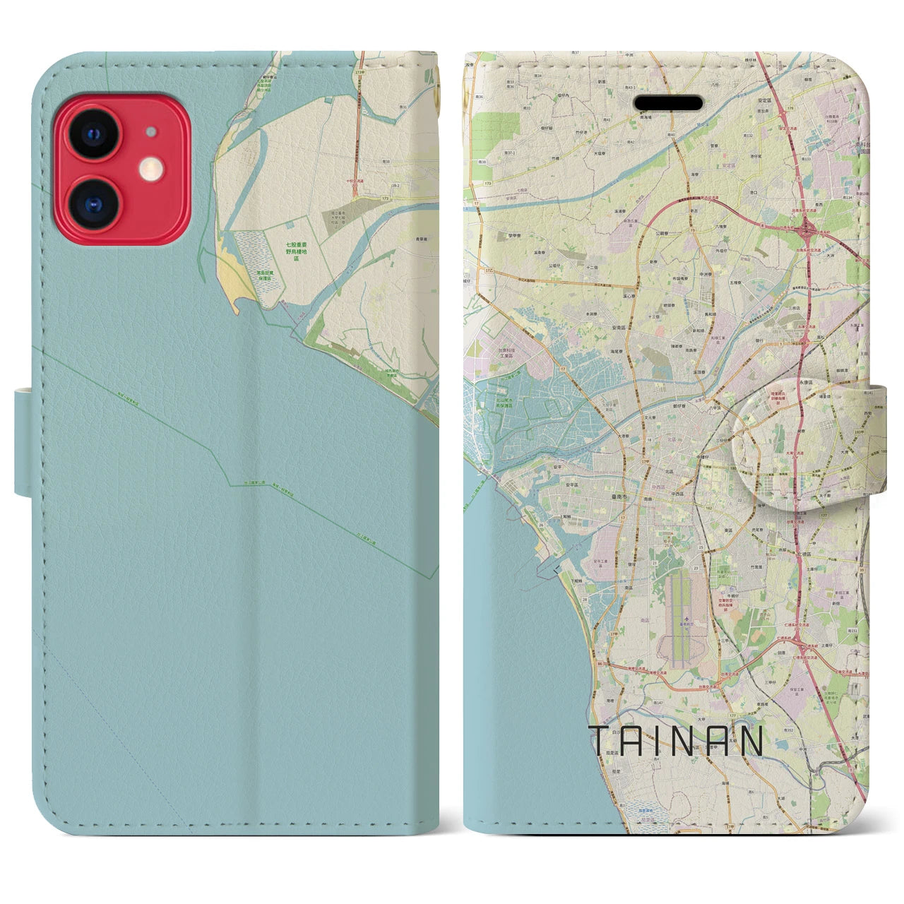【台南】地図柄iPhoneケース（手帳両面タイプ・ナチュラル）iPhone 11 用