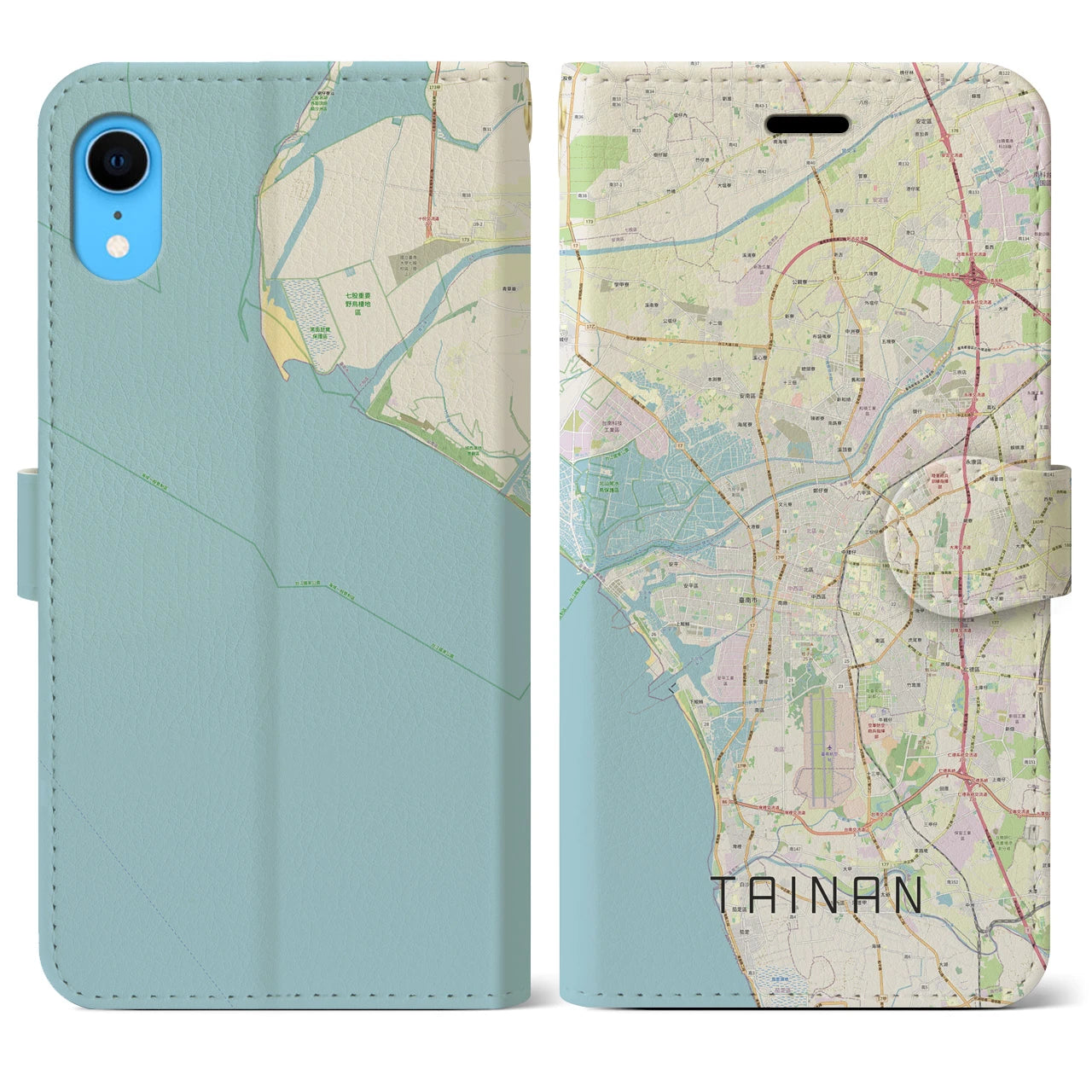 【台南】地図柄iPhoneケース（手帳両面タイプ・ナチュラル）iPhone XR 用