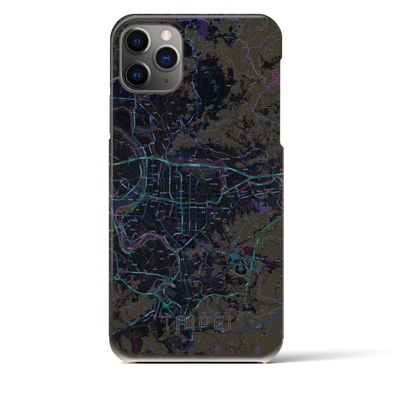 【台北】地図柄iPhoneケース（バックカバータイプ・ブラック）iPhone 11 Pro Max 用