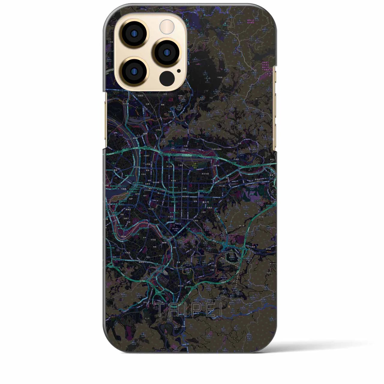 【台北】地図柄iPhoneケース（バックカバータイプ・ブラック）iPhone 12 Pro Max 用