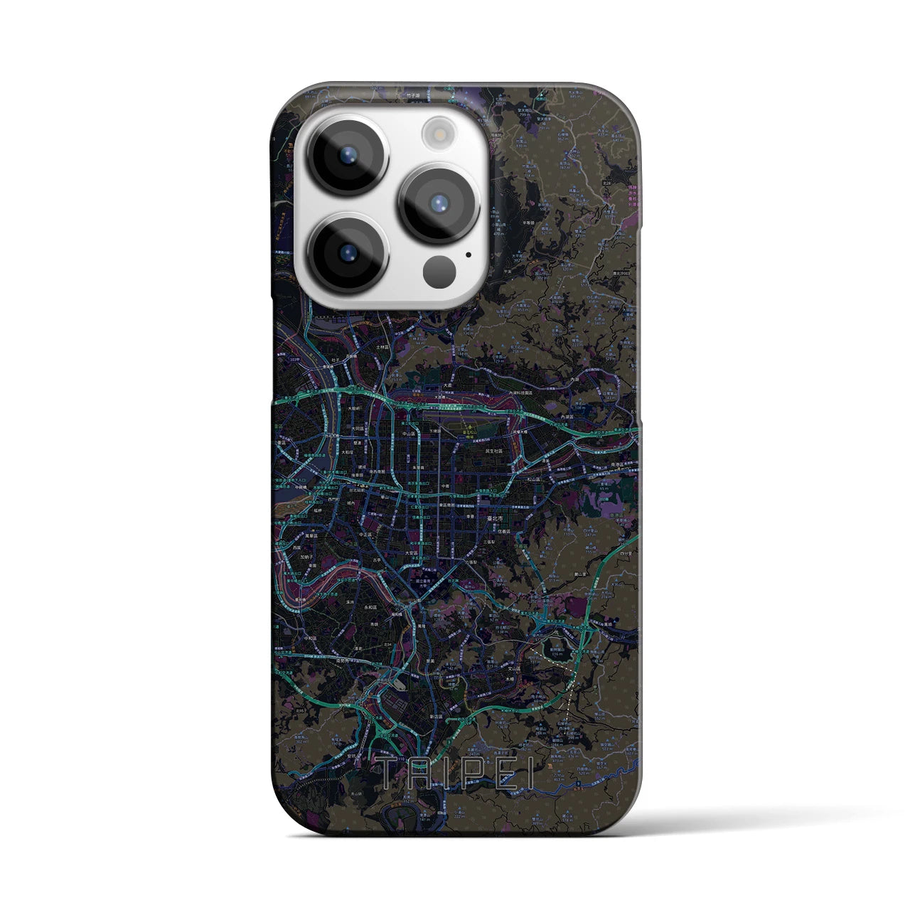 【台北】地図柄iPhoneケース（バックカバータイプ・ブラック）iPhone 14 Pro 用