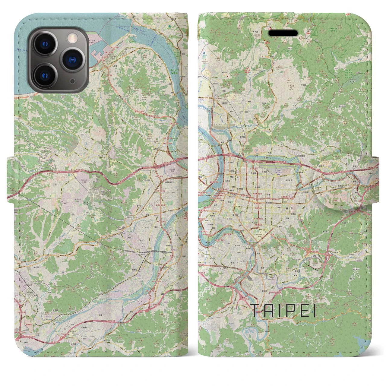 【台北】地図柄iPhoneケース（手帳両面タイプ・ナチュラル）iPhone 11 Pro Max 用