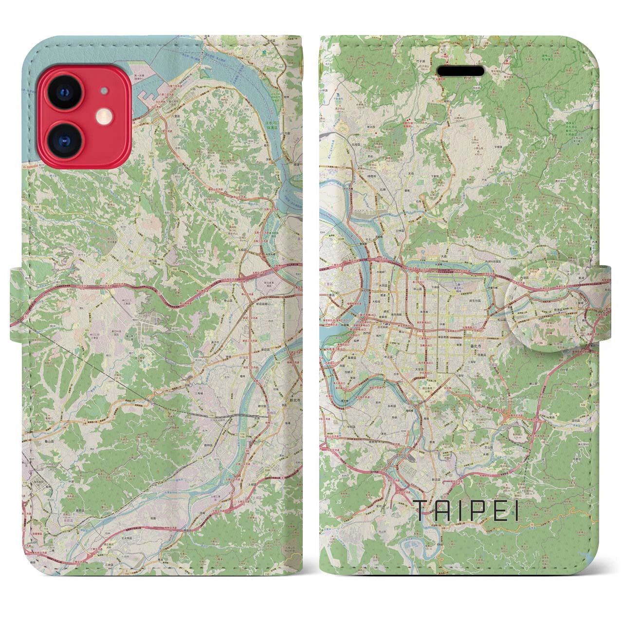 【台北】地図柄iPhoneケース（手帳両面タイプ・ナチュラル）iPhone 11 用