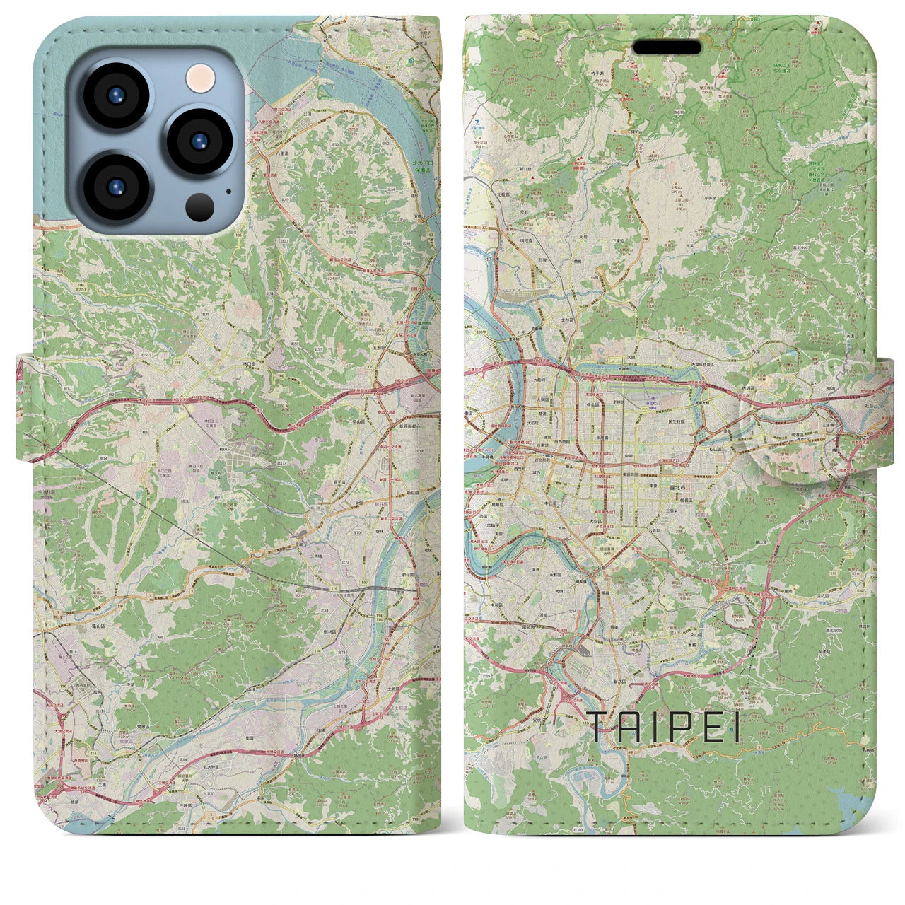 【台北】地図柄iPhoneケース（手帳両面タイプ・ナチュラル）iPhone 13 Pro Max 用