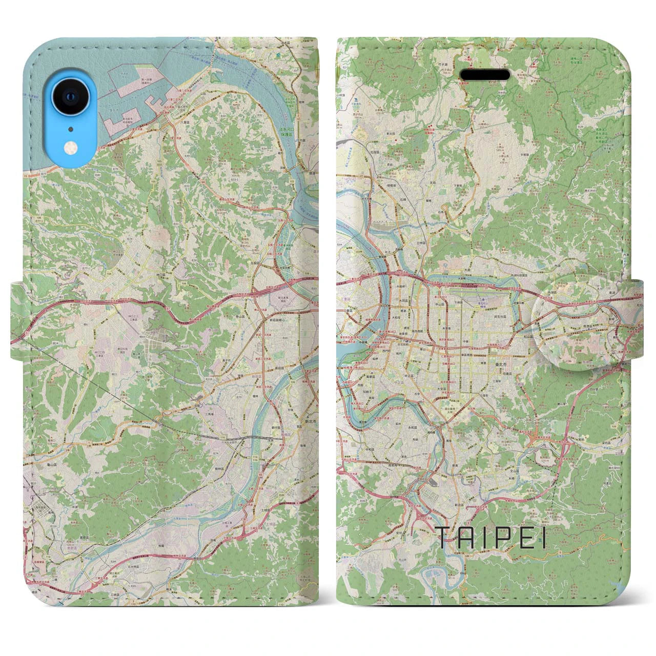 【台北】地図柄iPhoneケース（手帳両面タイプ・ナチュラル）iPhone XR 用