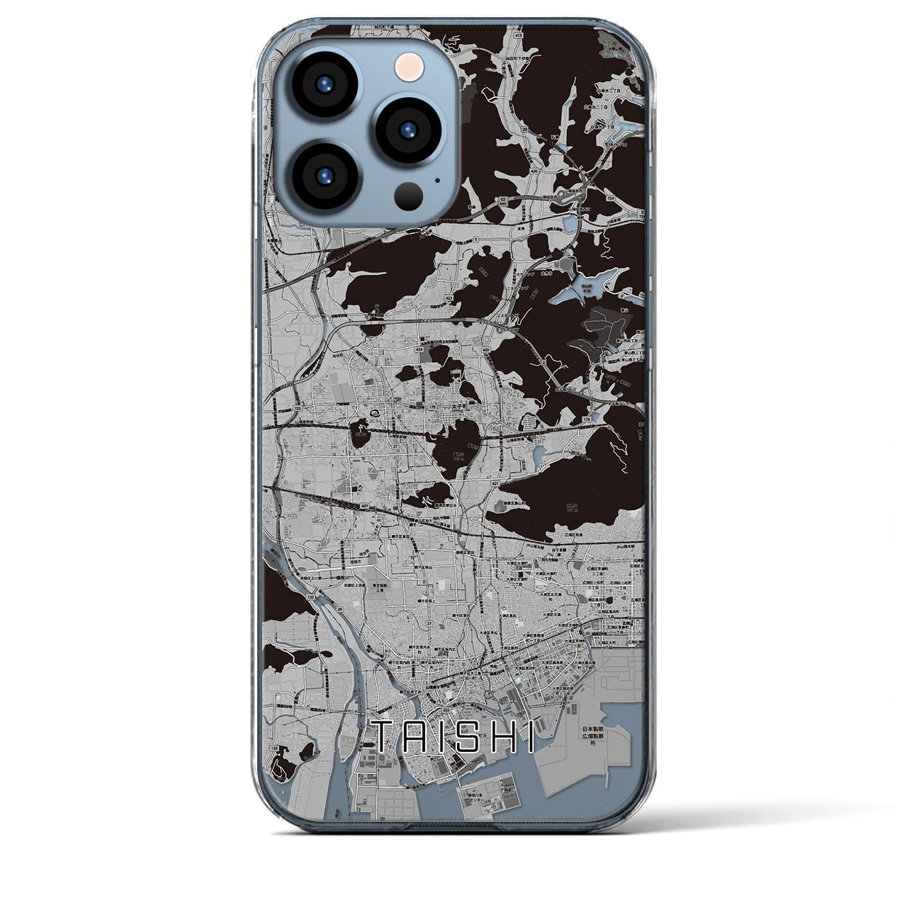 【太子】地図柄iPhoneケース（クリアタイプ・モノトーン）iPhone 13 Pro Max 用
