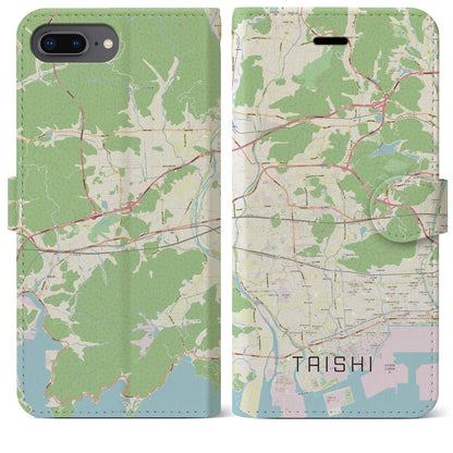 【太子（兵庫県）】地図柄iPhoneケース（手帳タイプ）ナチュラル・iPhone 8Plus /7Plus / 6sPlus / 6Plus 用