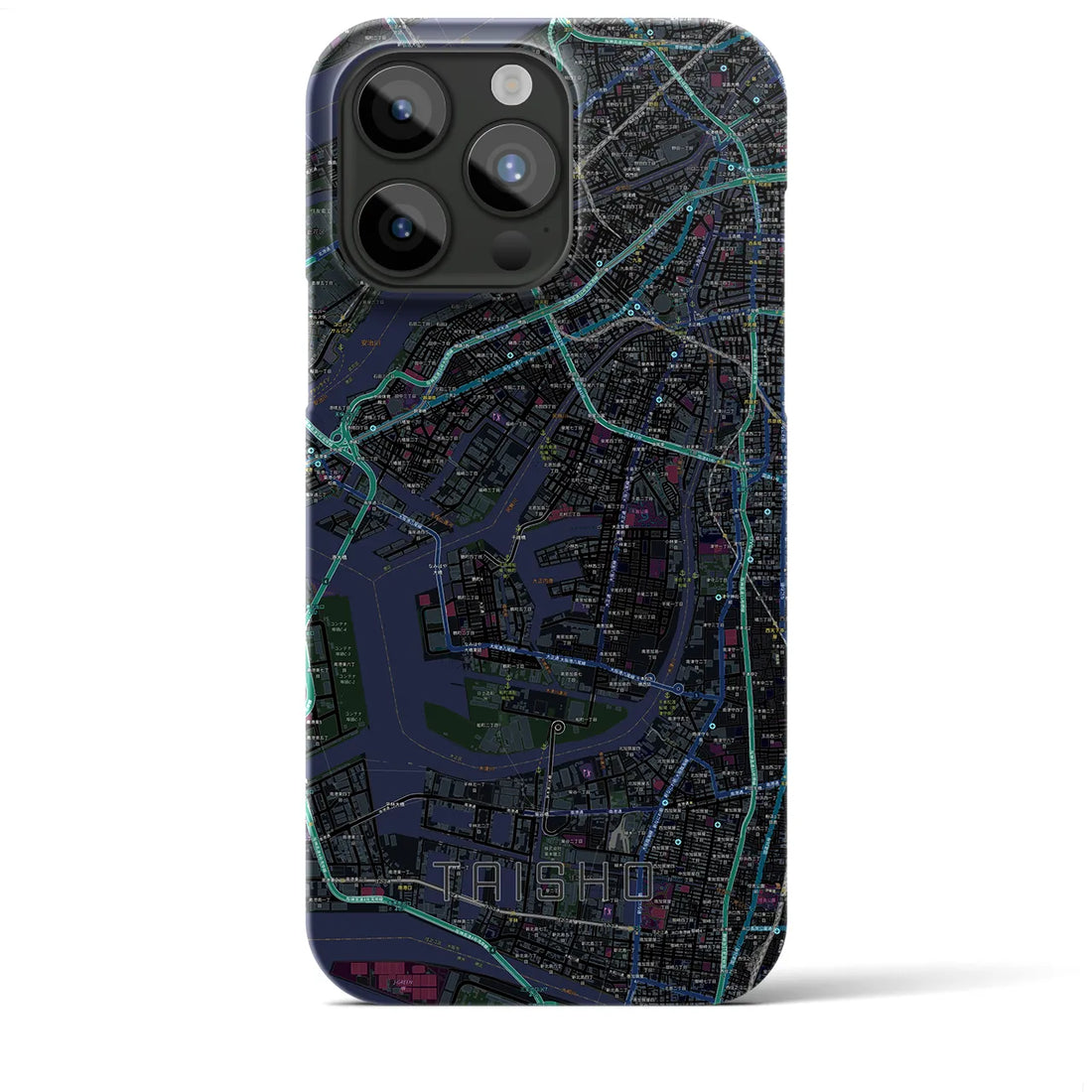 【大正】地図柄iPhoneケース（バックカバータイプ・ブラック）iPhone 15 Pro Max 用