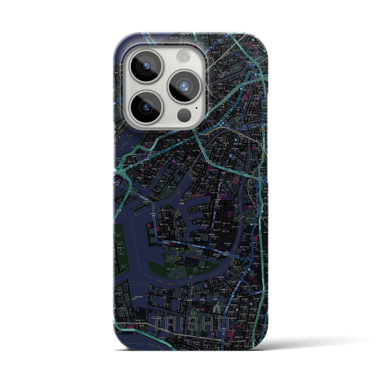 【大正】地図柄iPhoneケース（バックカバータイプ・ブラック）iPhone 15 Pro 用