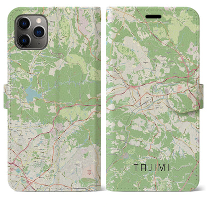 【多治見（岐阜県）】地図柄iPhoneケース（手帳タイプ）ナチュラル・iPhone 11 Pro Max 用