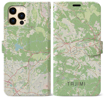 【多治見（岐阜県）】地図柄iPhoneケース（手帳タイプ）ナチュラル・iPhone 12 Pro Max 用