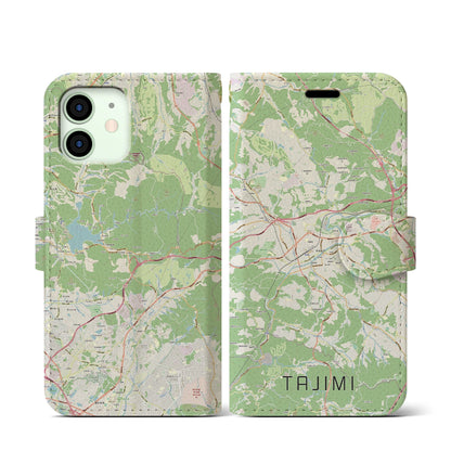 【多治見（岐阜県）】地図柄iPhoneケース（手帳タイプ）ナチュラル・iPhone 12 mini 用