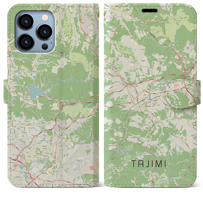 【多治見（岐阜県）】地図柄iPhoneケース（手帳タイプ）ナチュラル・iPhone 13 Pro Max 用