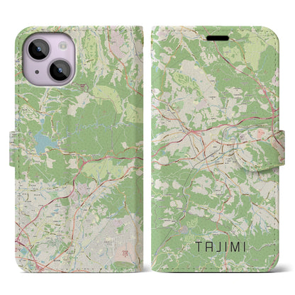 【多治見（岐阜県）】地図柄iPhoneケース（手帳タイプ）ナチュラル・iPhone 14 用