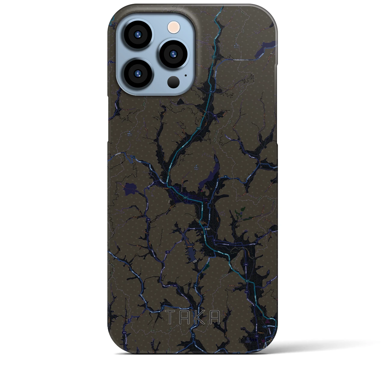 【多可】地図柄iPhoneケース（バックカバータイプ・ブラック）iPhone 13 Pro Max 用