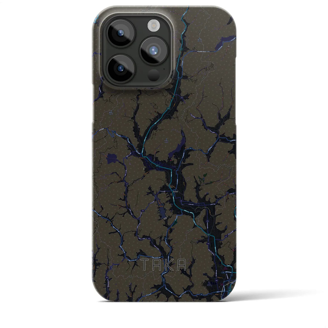 【多可】地図柄iPhoneケース（バックカバータイプ・ブラック）iPhone 15 Pro Max 用