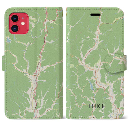 【多可（兵庫県）】地図柄iPhoneケース（手帳タイプ）ナチュラル・iPhone 11 用