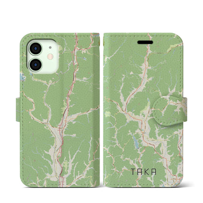 【多可（兵庫県）】地図柄iPhoneケース（手帳タイプ）ナチュラル・iPhone 12 mini 用