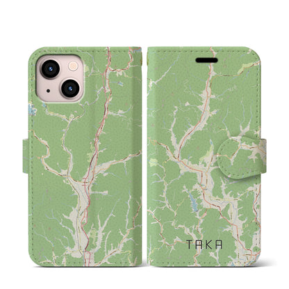 【多可（兵庫県）】地図柄iPhoneケース（手帳タイプ）ナチュラル・iPhone 13 mini 用