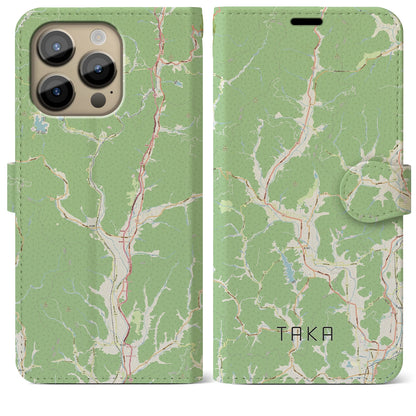 【多可（兵庫県）】地図柄iPhoneケース（手帳タイプ）ナチュラル・iPhone 14 Pro Max 用