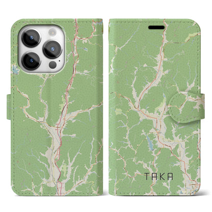 【多可（兵庫県）】地図柄iPhoneケース（手帳タイプ）ナチュラル・iPhone 14 Pro 用