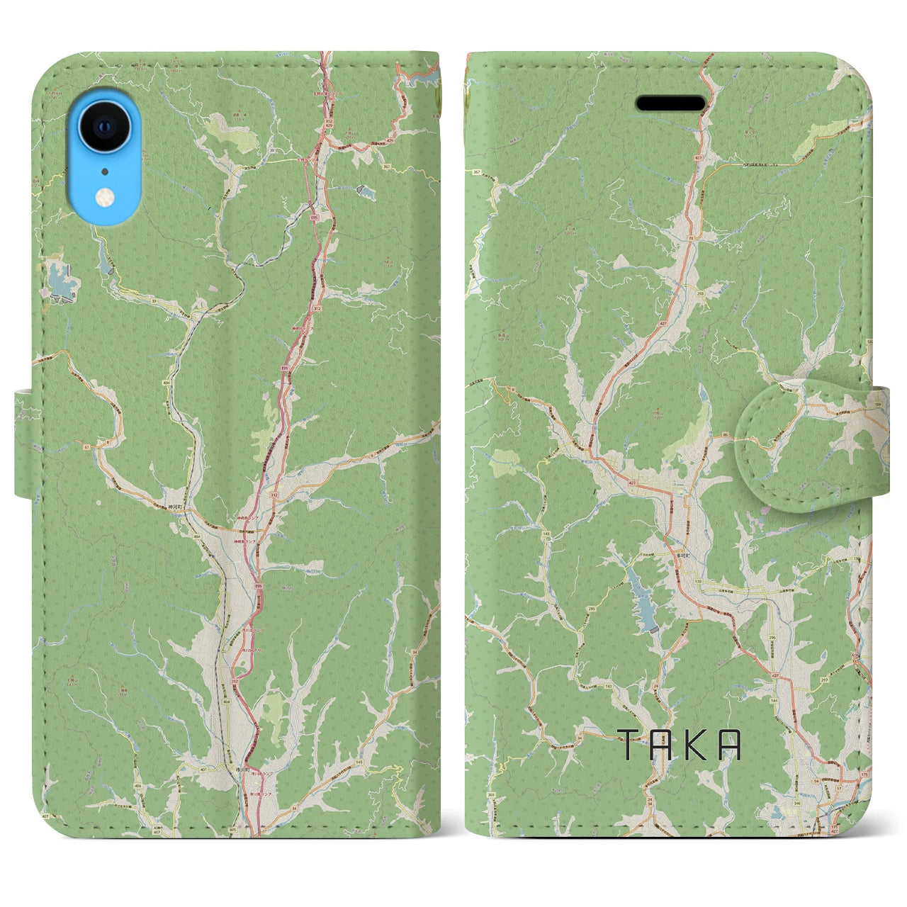 【多可】地図柄iPhoneケース（手帳両面タイプ・ナチュラル）iPhone XR 用
