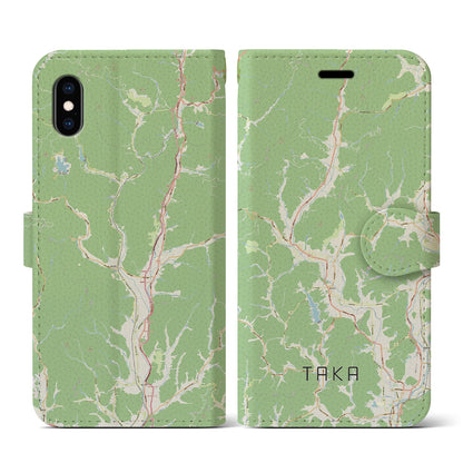 【多可（兵庫県）】地図柄iPhoneケース（手帳タイプ）ナチュラル・iPhone XS / X 用